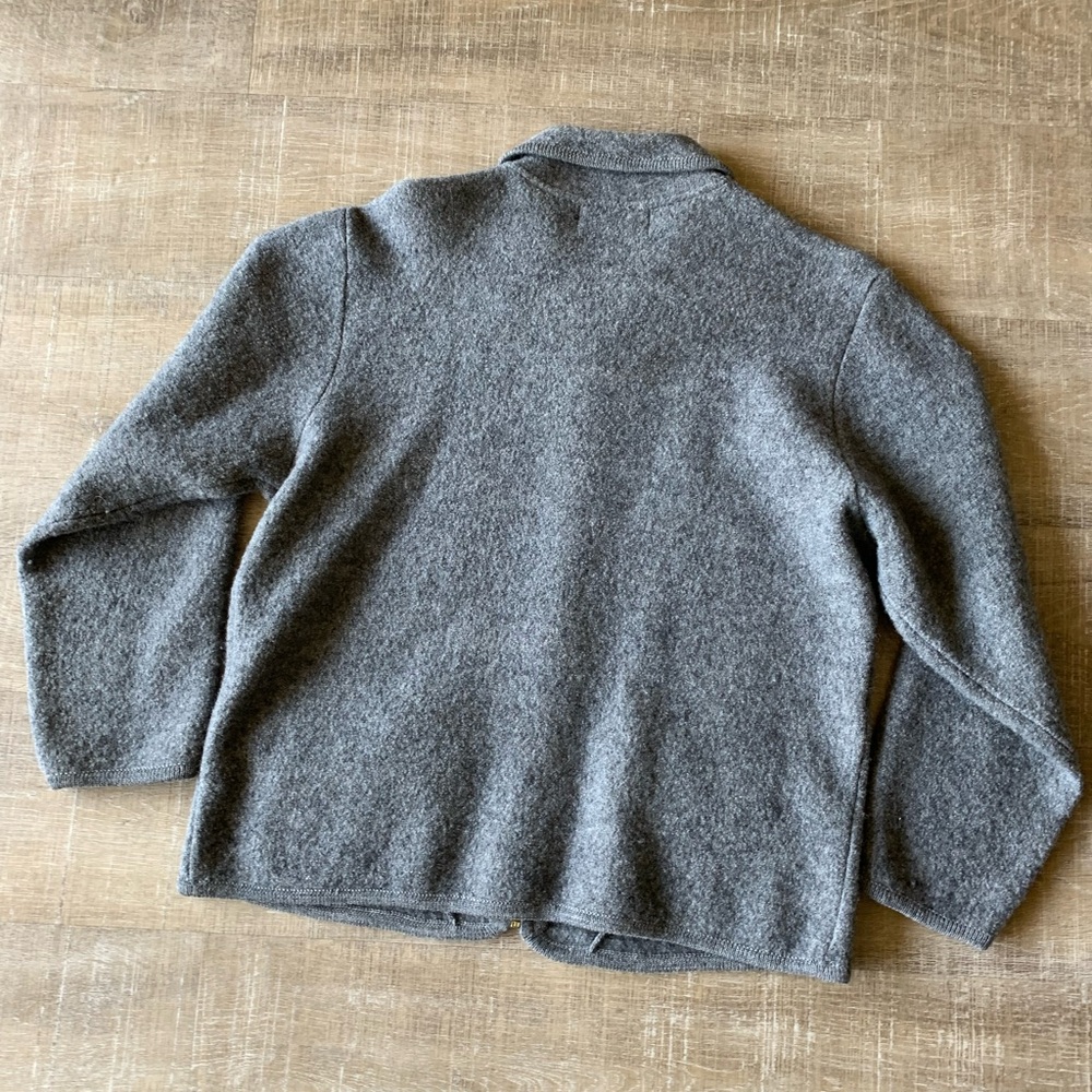 Vtg women’s 100% Boiled Wool Cardigan Large Zip Up Pockets Gray LUXURY EXCELLENT - Picture 3 of 7